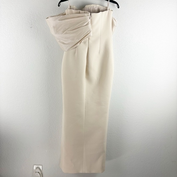 Rachel Gilbert Kace Draped Bow Slit Gown Cream Beige Size 6 Formal Evening Party - Picture 10 of 10